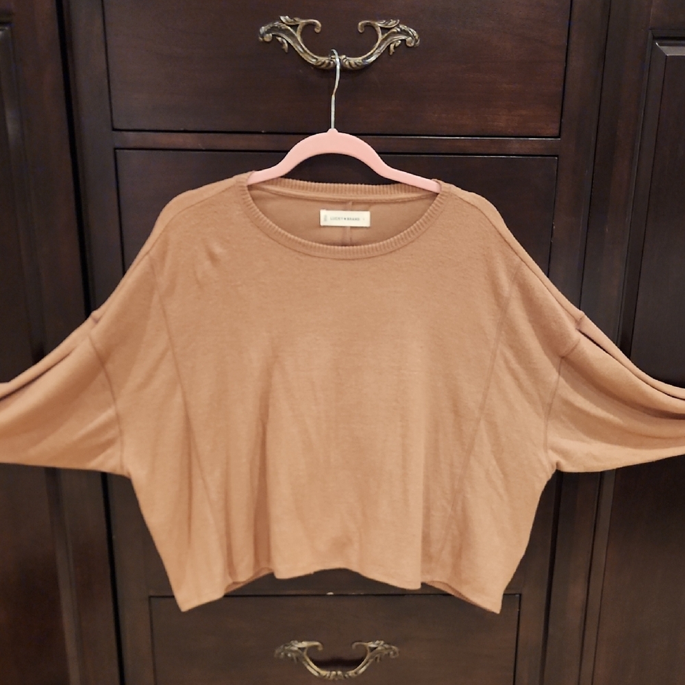 Lucky Brand Cropped Dolman Sweatshirt in Camel